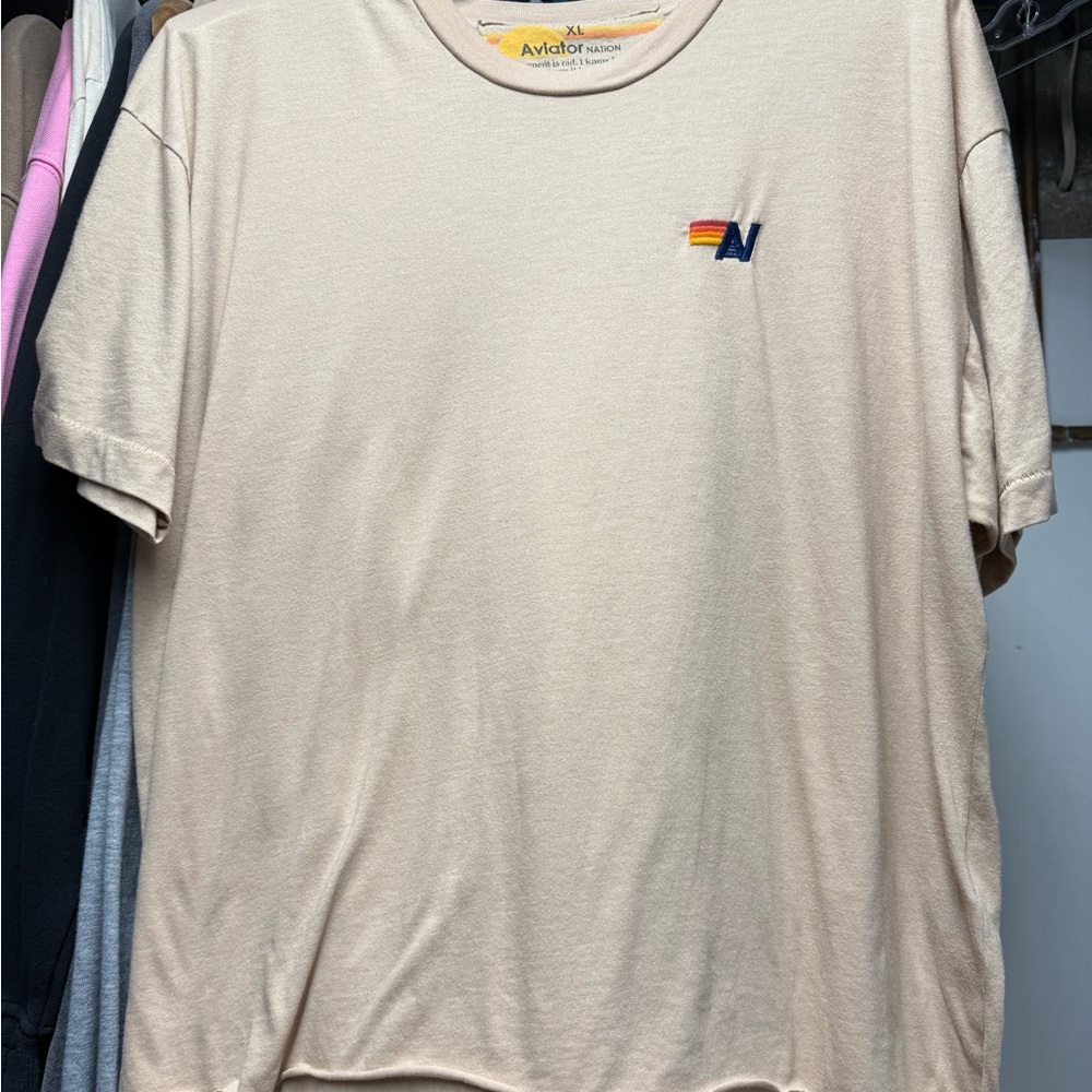 Aviator Nation Beige Short Sleeve Tee